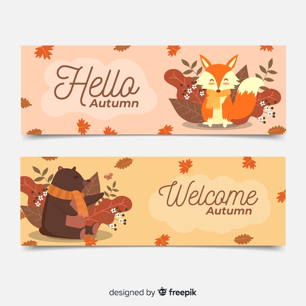 Vector gratuito set de banners otoñales