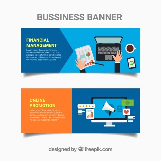 Vector gratuito set de banners planos de negocios