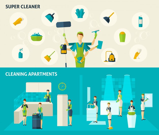 Set de Banners Planos Super Cleaner