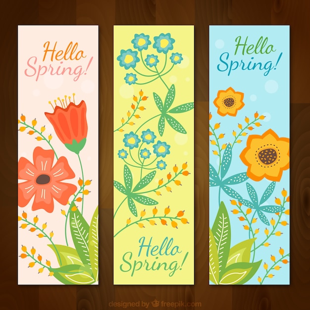 Set de banners primaverales de flores bonitas
