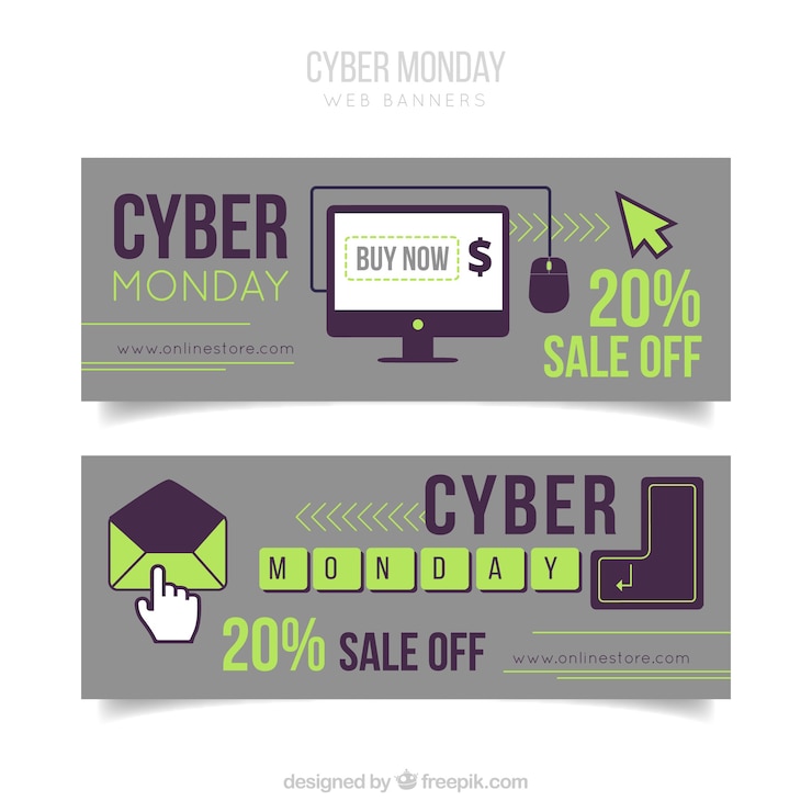 Vector gratuito set de banners de rebajas de cyber monday