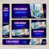 Vector gratuito set de banners de rebajas de cyber monday