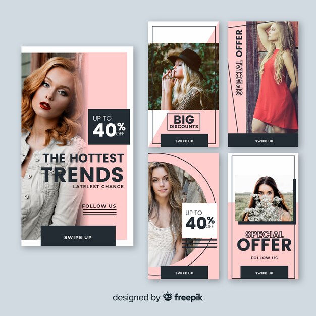 Set de banners de rebajas con imagen