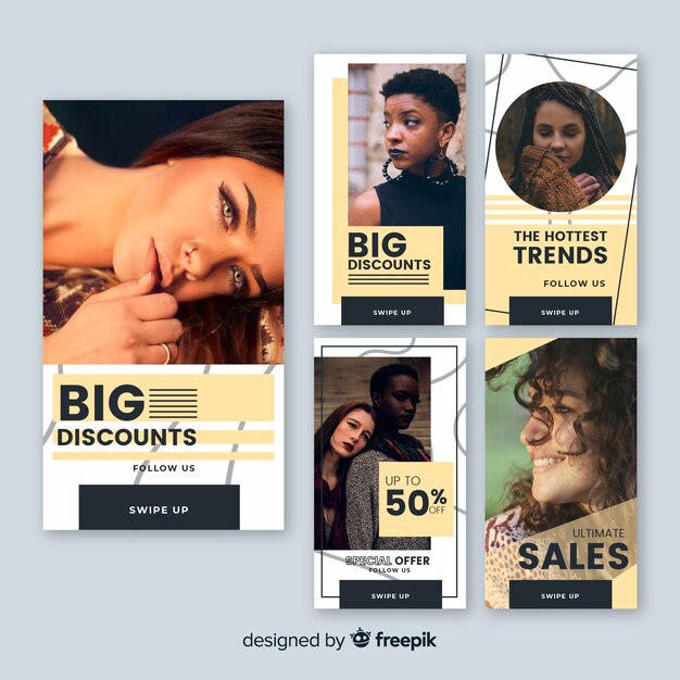 Set de banners de rebajas con imagen