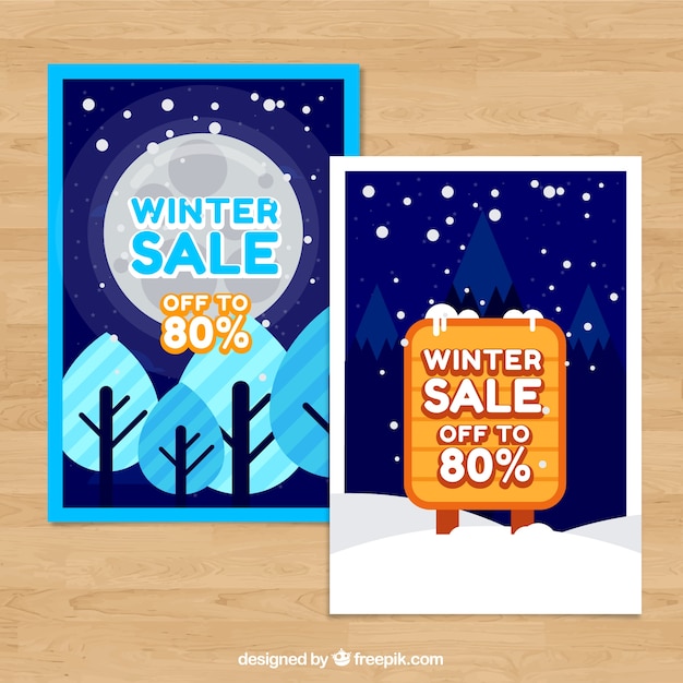 Set de banners de rebajas de invierno