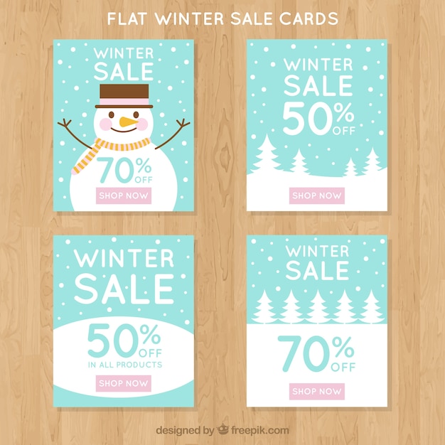 Vector gratuito set de banners de rebajas de invierno