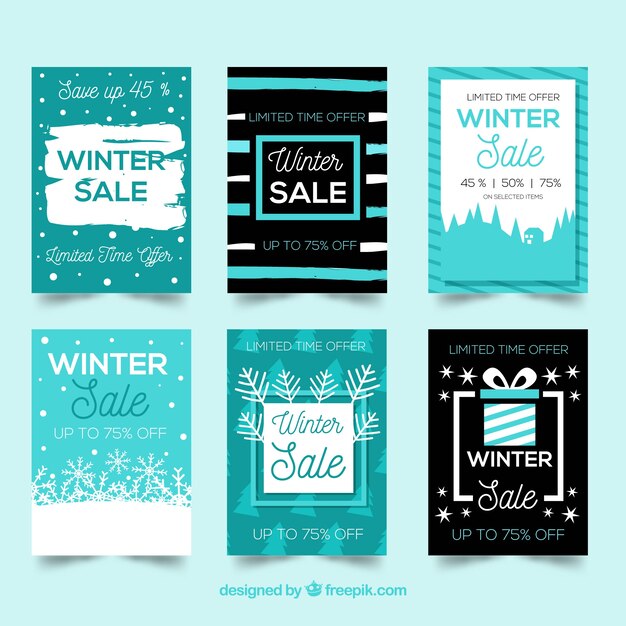 Set de banners de rebajas de invierno 