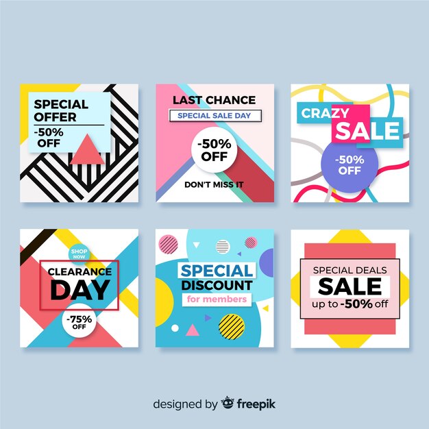 Set de banners de rebajas para redes sociales