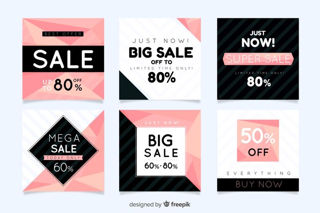 Set de banners de rebajas para redes sociales