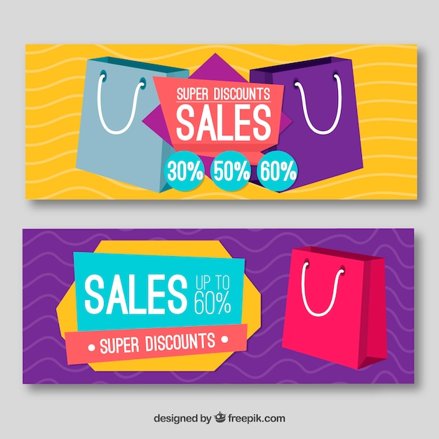 Vector gratuito set de banners de rebajas