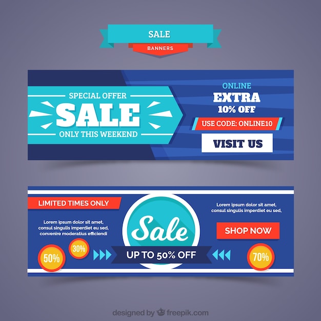 Vector gratuito set de banners de rebajas