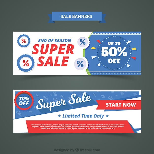 Vector gratuito set de banners de rebajas