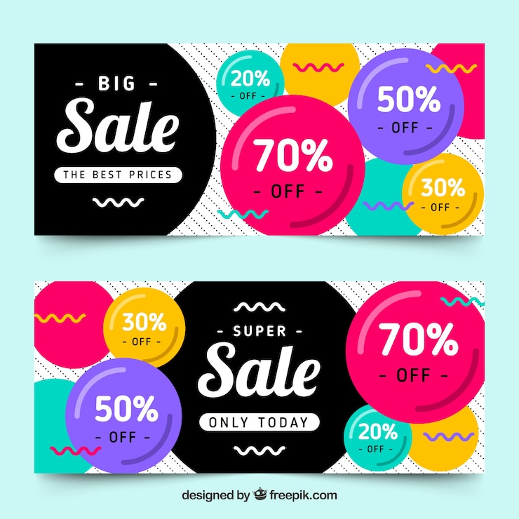 Vector gratuito set de banners de rebajas