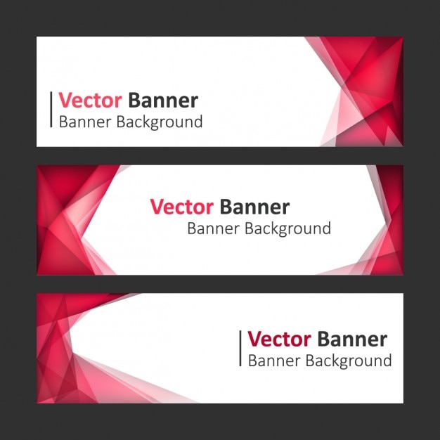 Set de banners rojos con formas poligonales