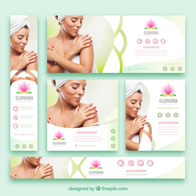 Vector gratuito set de banners de spa