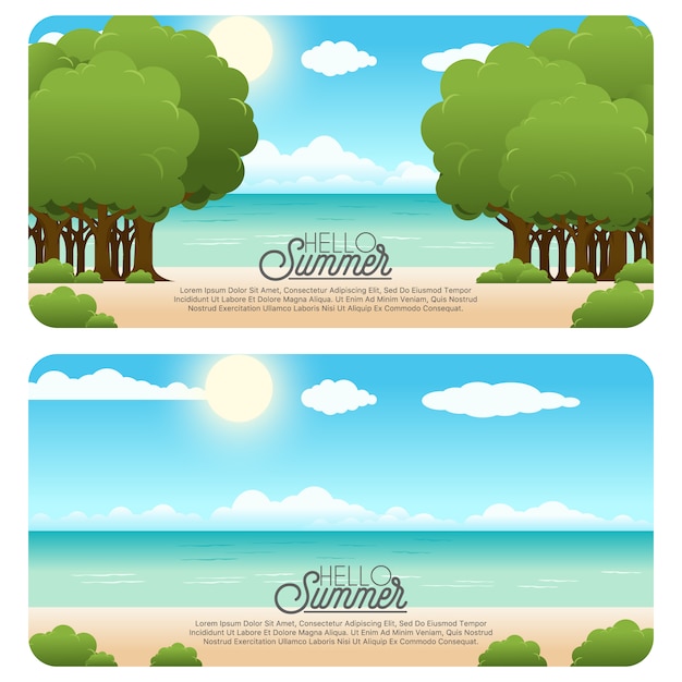 Vector gratuito set de banners de verano