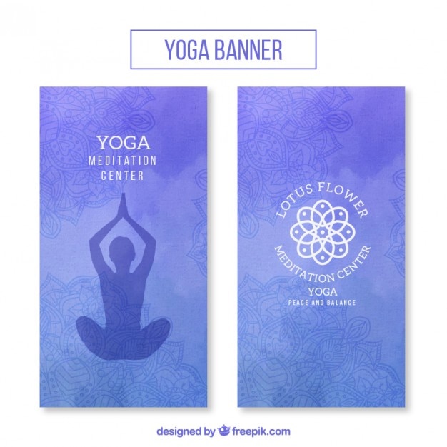 Vector gratuito set de banners de yoga de acuarela