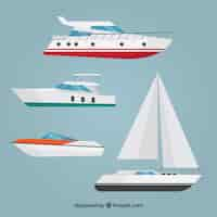 Vector gratuito set de barcos en diseño plano