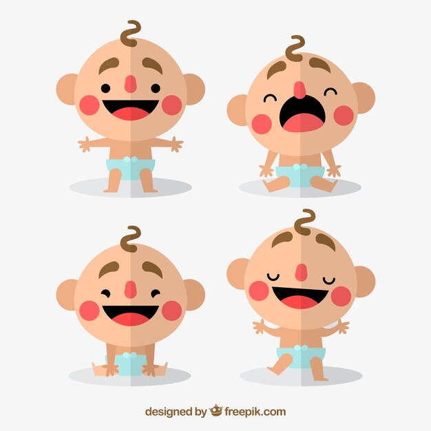 Set de bebés simpáticos en diseño plano 
