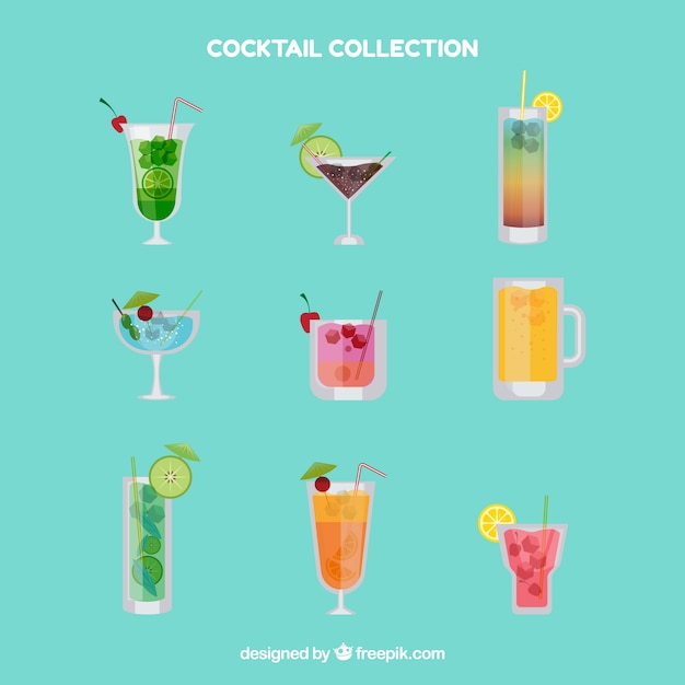 Vector gratuito set de bebidas exóticas en diseño plano