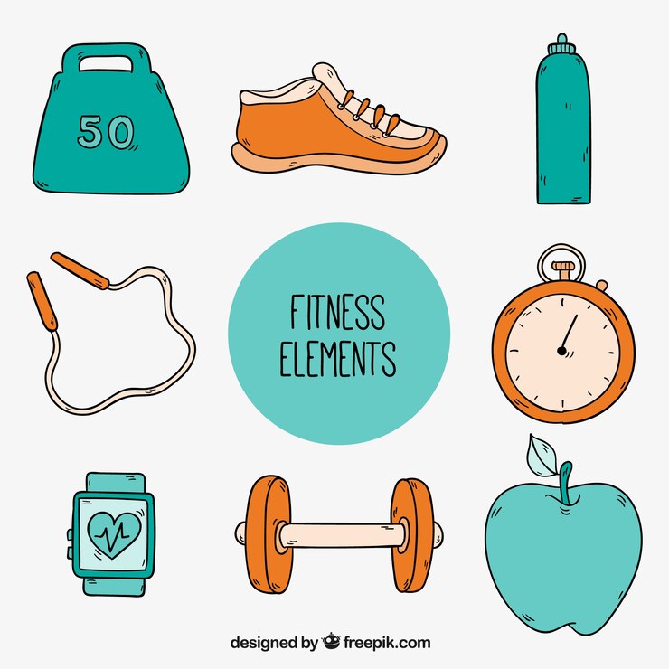 Vector gratuito set de bocetos de elementos de deporte