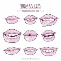 Vector gratuito set de bocetos de labios