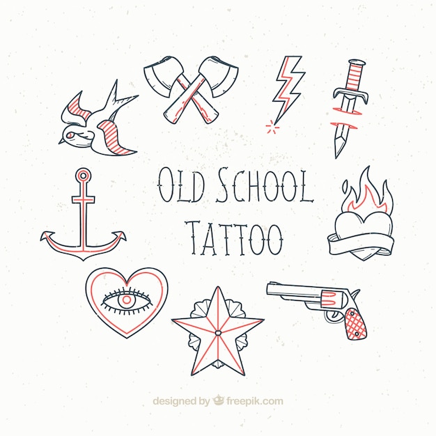 Set de bocetos de tatuajes vintage 