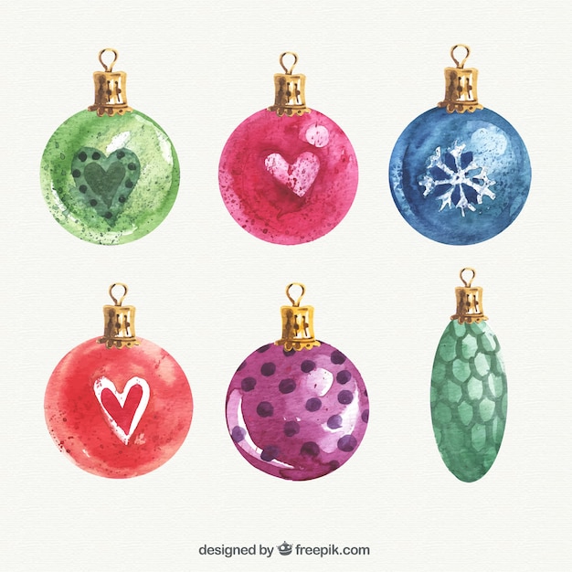 Set de bolas de navidad de acuarela