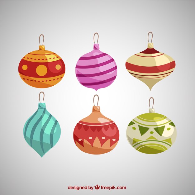 Set de bolas de navidad decoraticas en estilo vintage