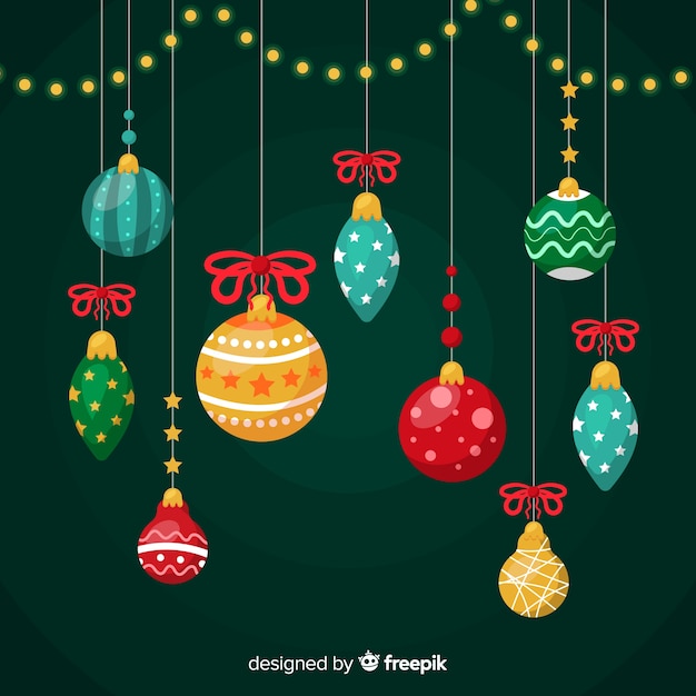 Vector gratuito set de bolas de navidad de diseño plano