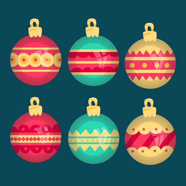 Set de bolas de navidad de diseño plano