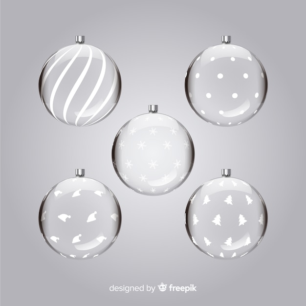 Vector gratuito set de bolas de navidad transparentes