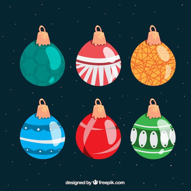 Vector gratuito set de bolas ornamentales de navidad