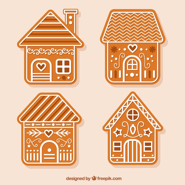 Vector gratuito set de bonita casa de jengibre