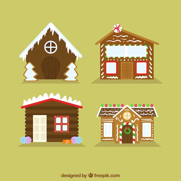 Vector gratuito set de bonita casa de jengibre