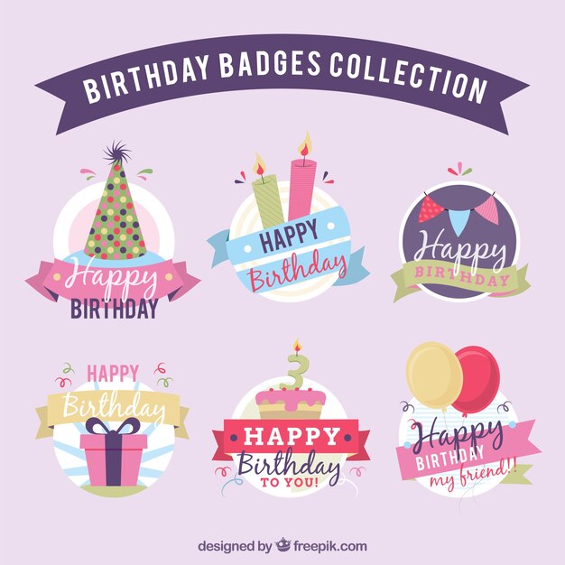 Set de bonitas insignias de cumpleaños