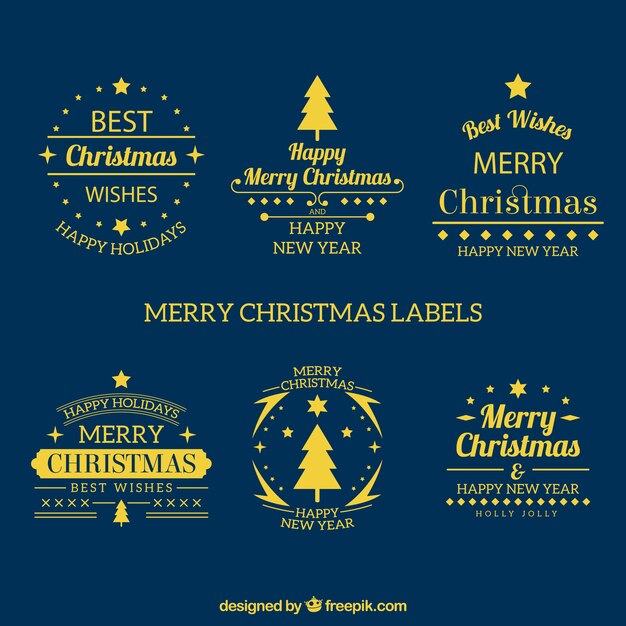 Set de bonitas pegatinas navideñas doradas