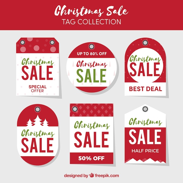 Vector gratuito set de bonitas pegatinas navideñas de rebajas