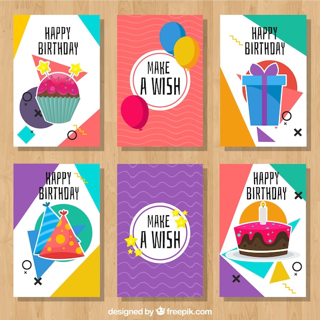 Set de bonitas tarjetas de cumpleaños 