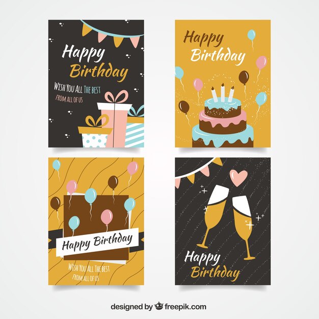 Set de bonitas tarjetas de cumpleaños 