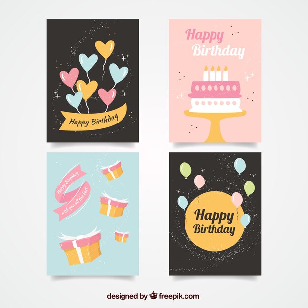 Set de bonitas tarjetas de cumpleaños 