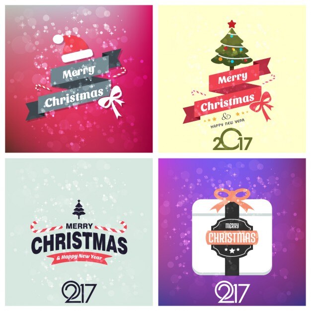 Set de bonitas tarjetas de navidad 
