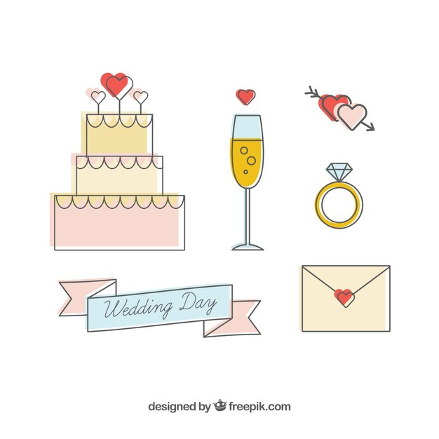 Set bonito de artículos de boda