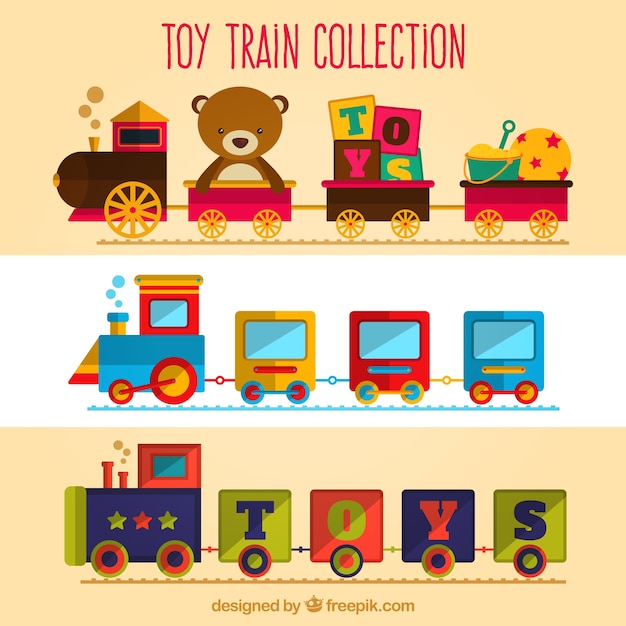 Set bonito de trenes de juguete