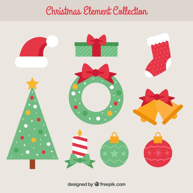 Set de bonitos elementos navideños decorativos 