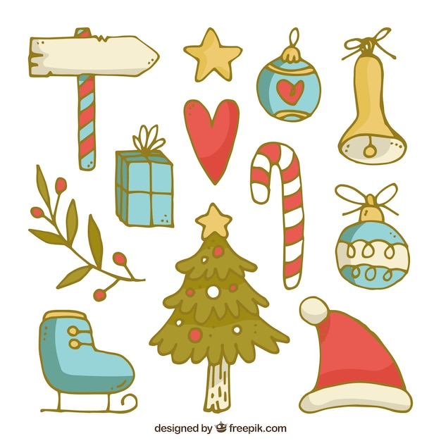 Set de bonitos elementos navideños decorativos 