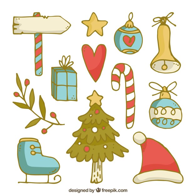 Set de bonitos elementos navideños decorativos 
