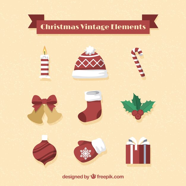 Set de bonitos elementos navideños decorativos 