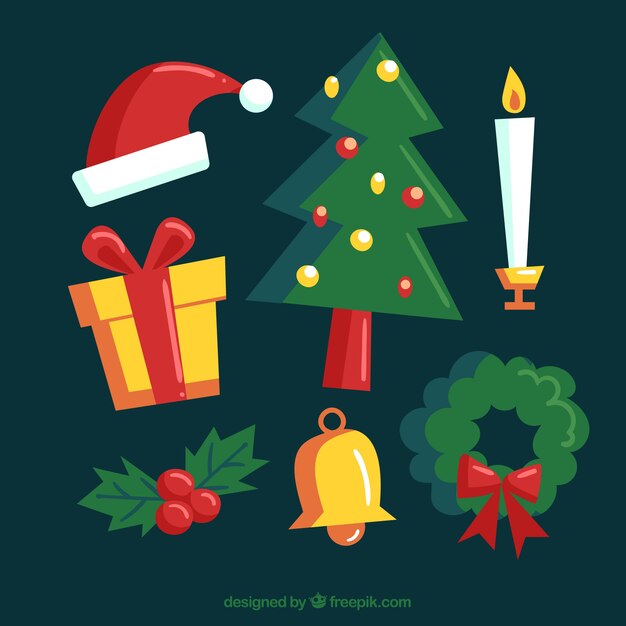 Set de bonitos elementos navideños decorativos 