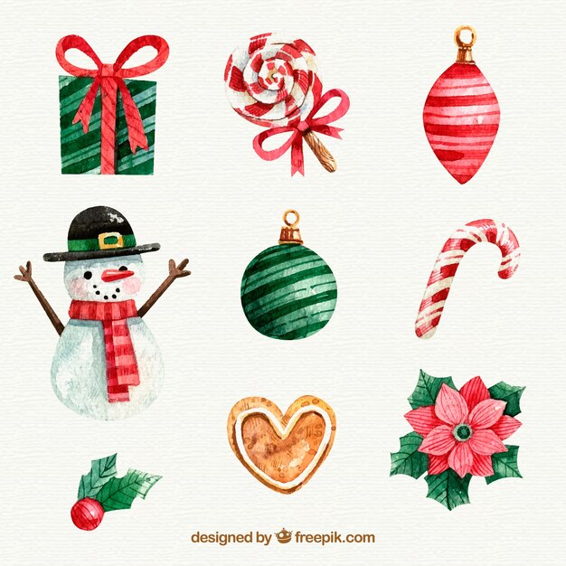 Set de bonitos elementos navideños decorativos